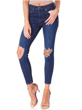 Bundle 3 for $30! Free People Dark Blue Distressed Skinny Jeans size 25